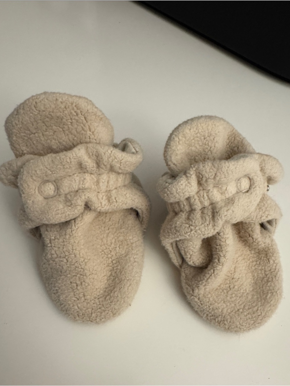 Zutano Cream Plush Kids Slip-On Booties